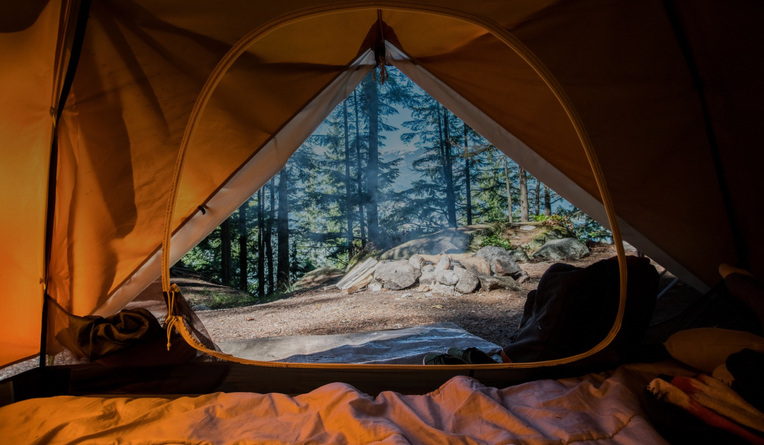 Mountain landscape with a camping area
